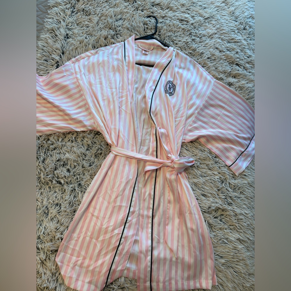 Pink and White Striped Victoria’s Secret Robe